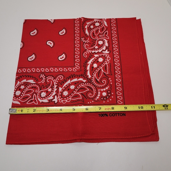 Bright Red Classic Bandana 100% Cotton NWOT - Picture 4 of 6